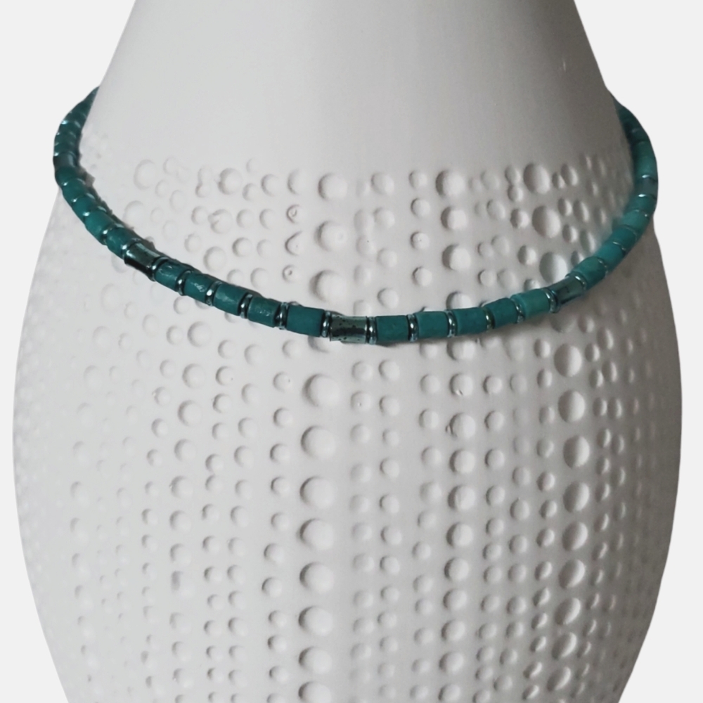 Vintage European Teal/Turquoise Beaded Necklace